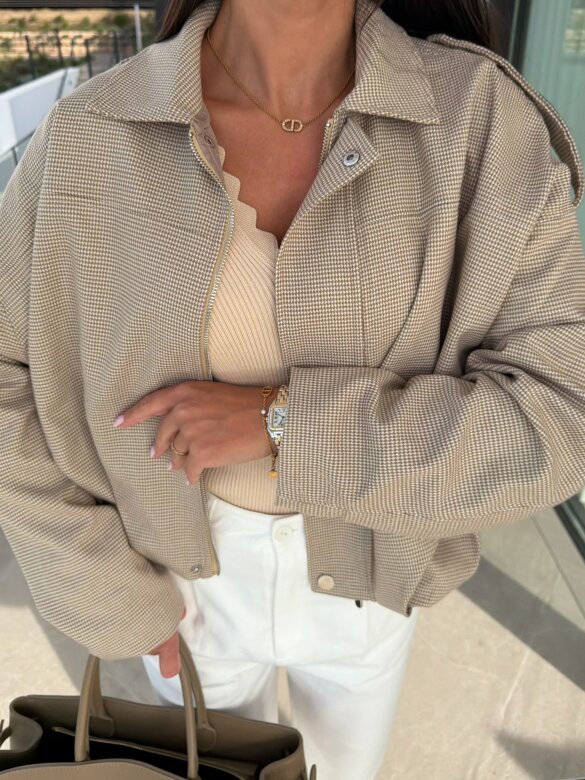 Bomberka Allbero w kratkę beżowa