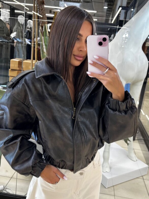 Kurtka Betty eko skóra matowa ciemnobrązowa