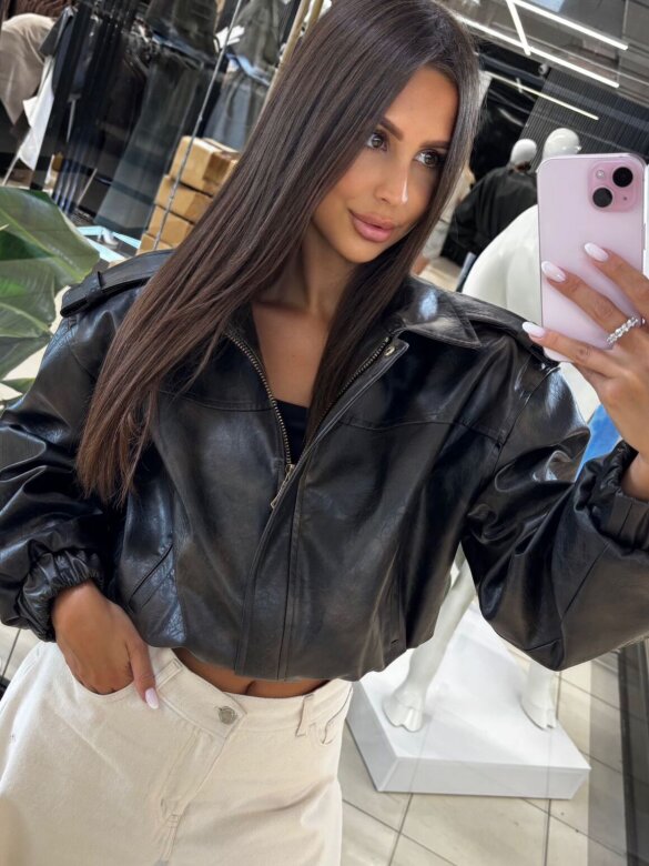 Kurtka Betty eko skóra matowa ciemnobrązowa