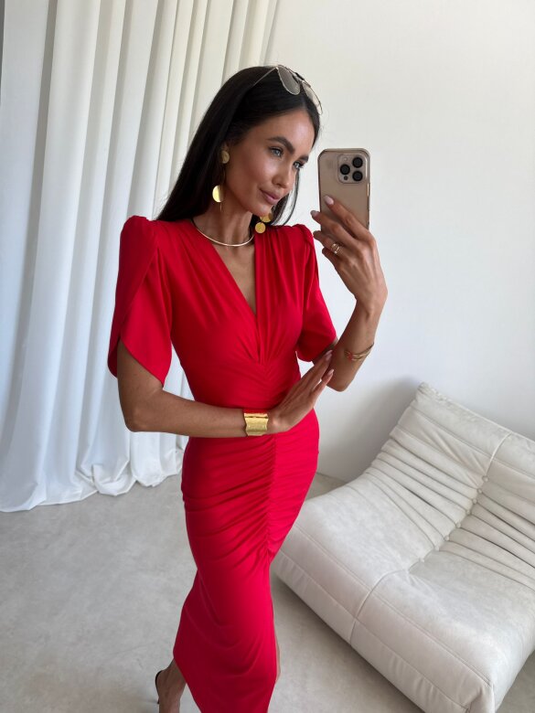 Dress Ricca with viscose red