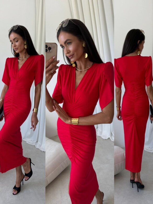 Dress Ricca with viscose red