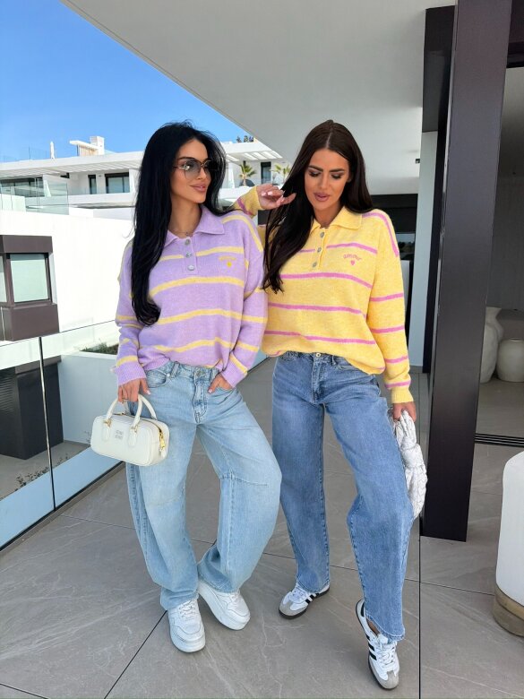 Sweter Gallina żółto-pudrowy