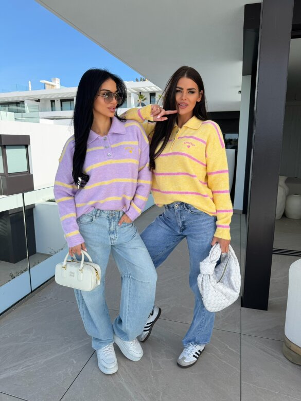 Sweter Gallina żółto-pudrowy