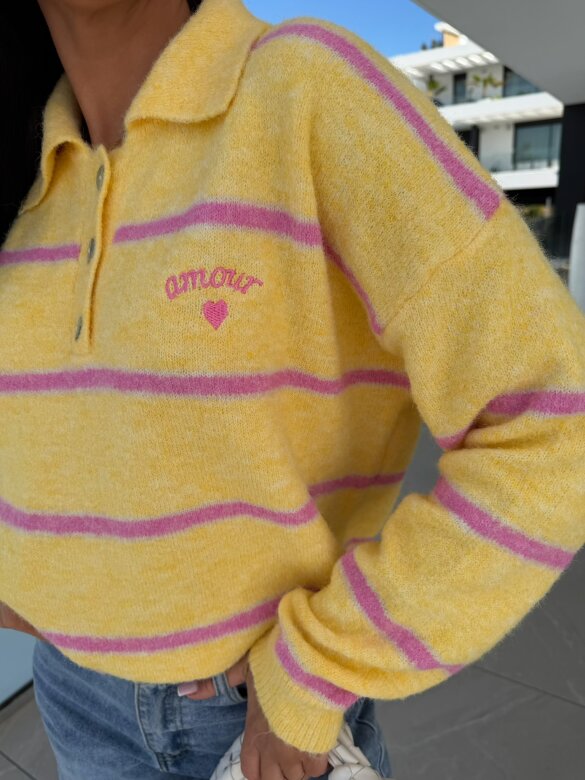 Sweter Gallina żółto-pudrowy