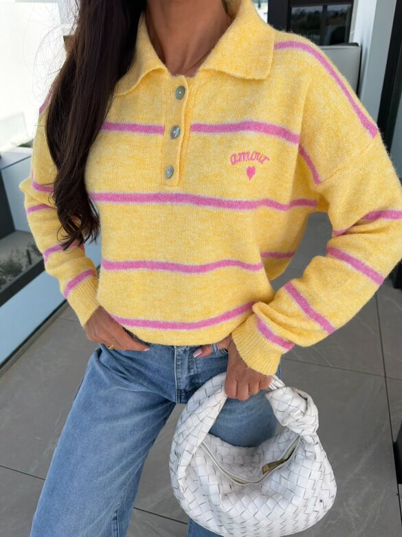 Sweter Gallina żółto-pudrowy