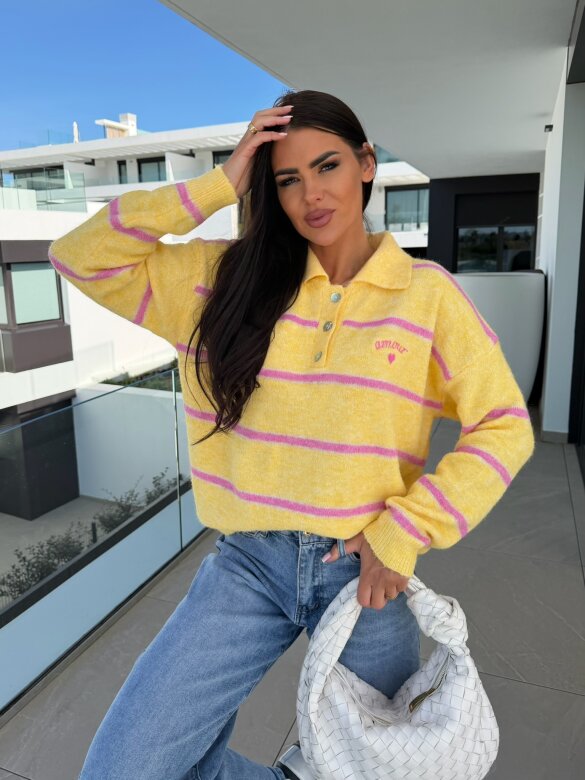 Sweter Gallina żółto-pudrowy