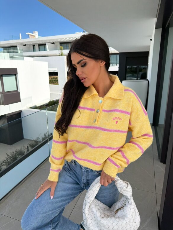 Sweter Gallina żółto-pudrowy