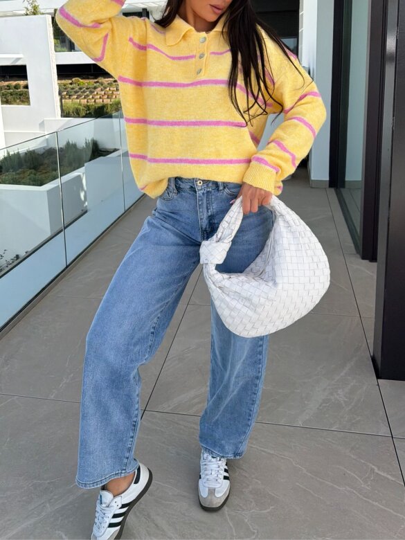 Sweter Gallina żółto-pudrowy