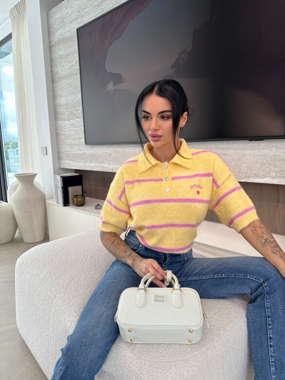 Sweter Natalii żółto-pudrowy