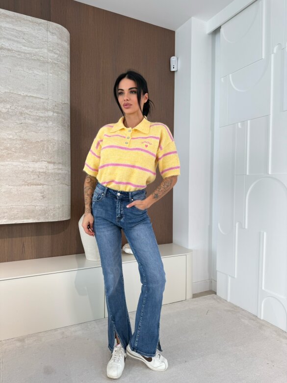 Sweter Natalii żółto-pudrowy