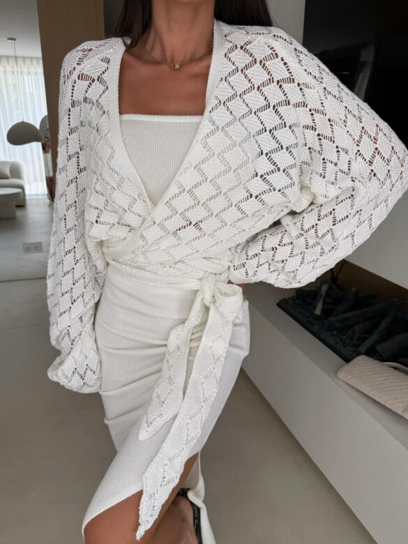Sweter Lorin ażurowy ecru