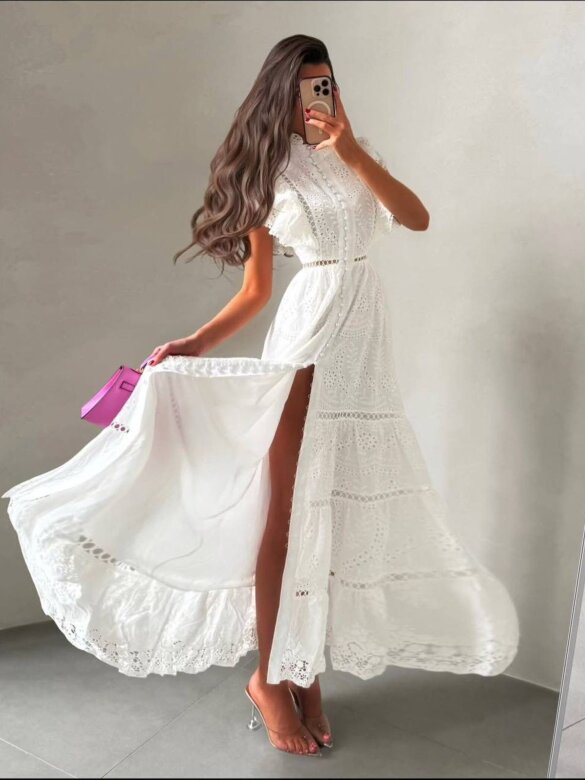 Sukienka Summer Grace maxi ażurowa biała 