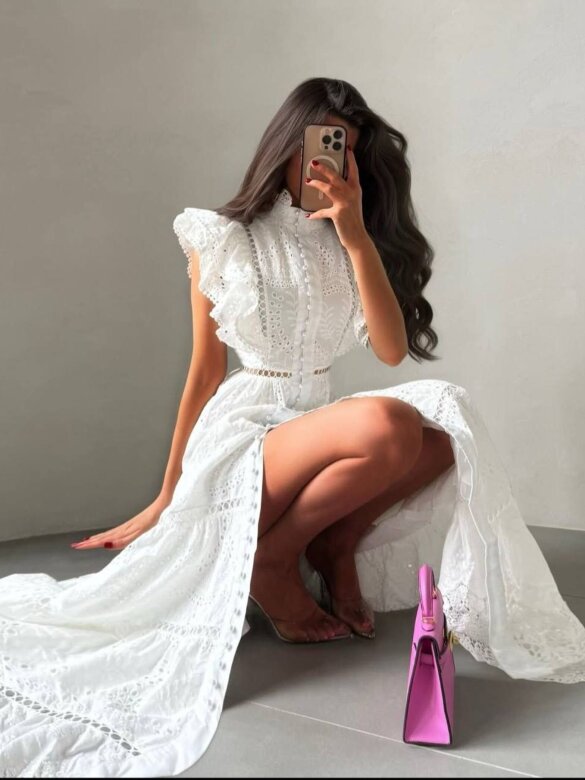Sukienka Summer Grace maxi ażurowa biała 