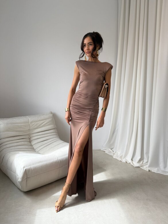 Sukienka Olivia maxi brązowa