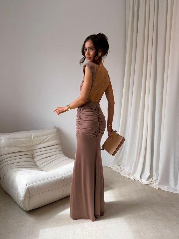 Sukienka Olivia maxi brązowa