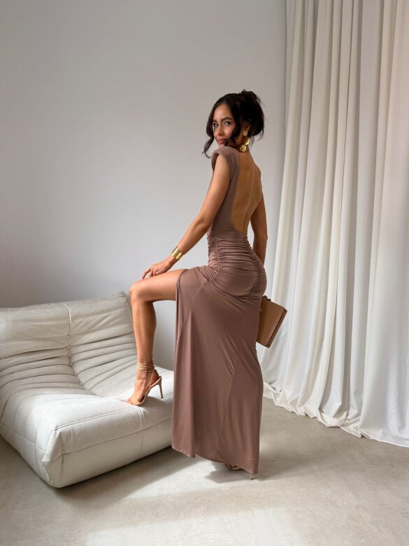 Sukienka Olivia maxi brązowa