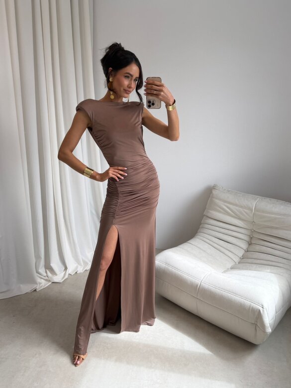 Sukienka Olivia maxi brązowa