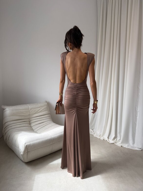 Sukienka Olivia maxi brązowa