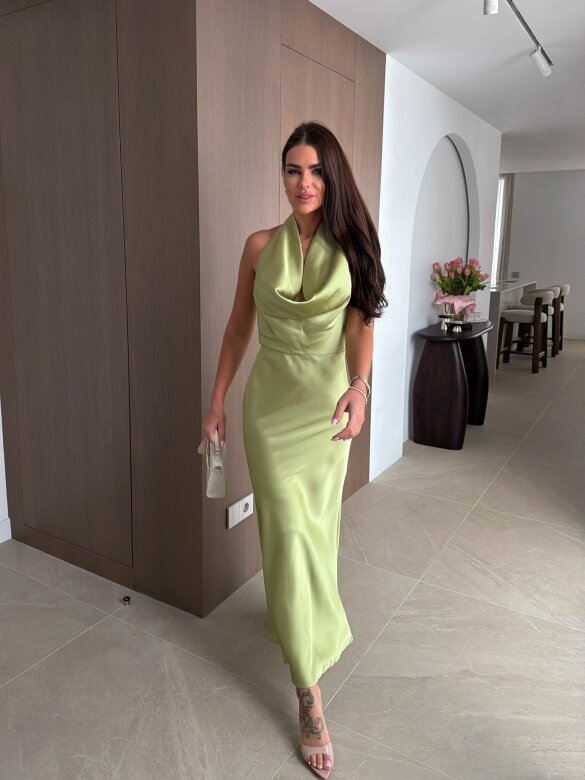 Sukienka Semma maxi satynowa matcha 