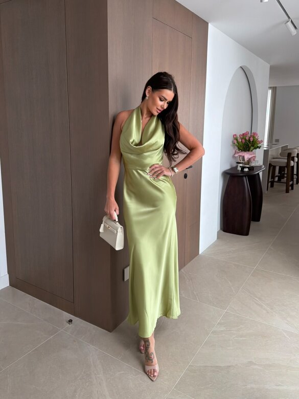 Sukienka Semma maxi satynowa matcha 