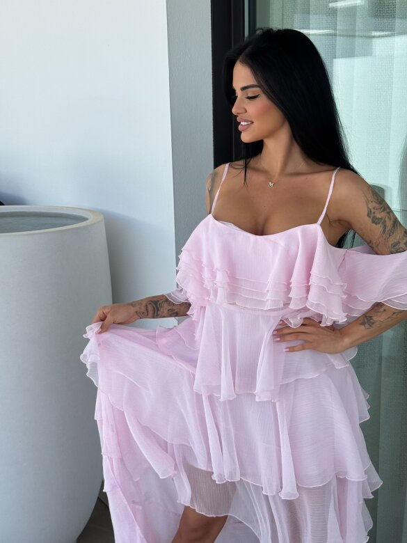 Sukienka Callana z jedwabiem pudrowa