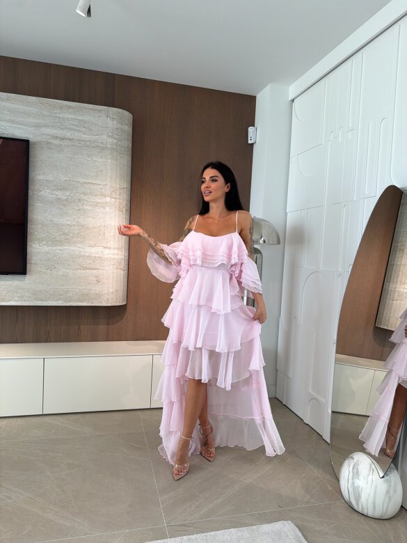 Sukienka Callana z jedwabiem pudrowa