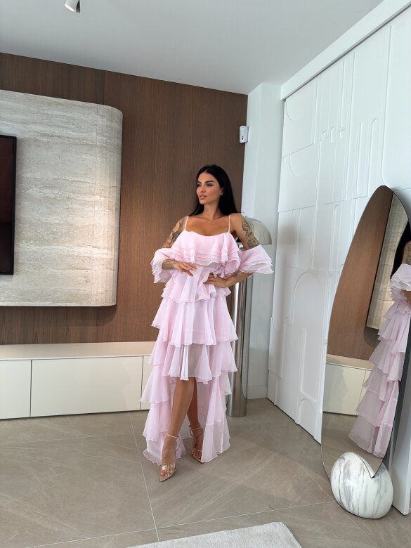 Sukienka Callana z jedwabiem pudrowa