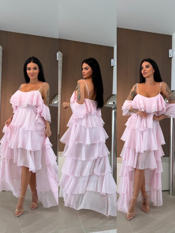 Sukienka Callana z jedwabiem pudrowa