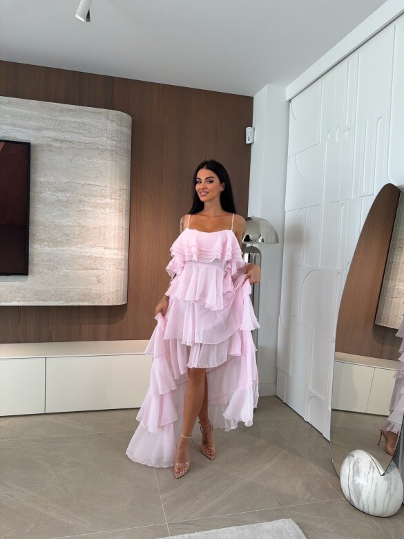 Sukienka Callana z jedwabiem pudrowa