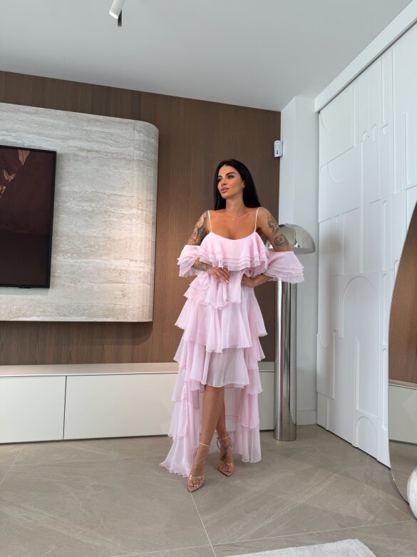 Sukienka Callana z jedwabiem pudrowa