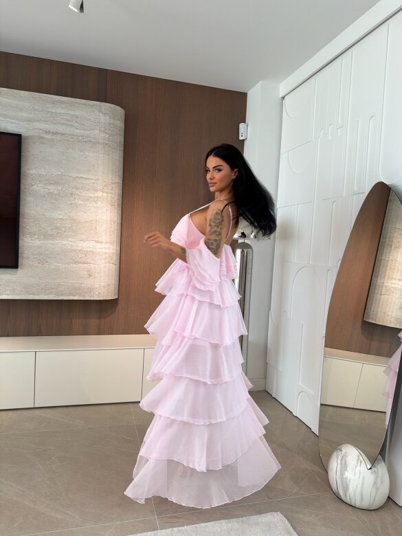 Sukienka Callana z jedwabiem pudrowa