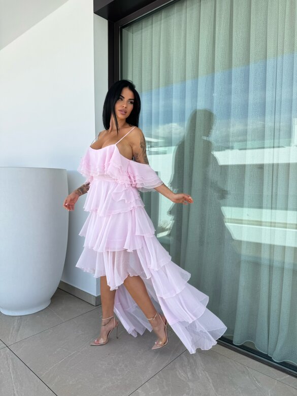 Sukienka Callana z jedwabiem pudrowa