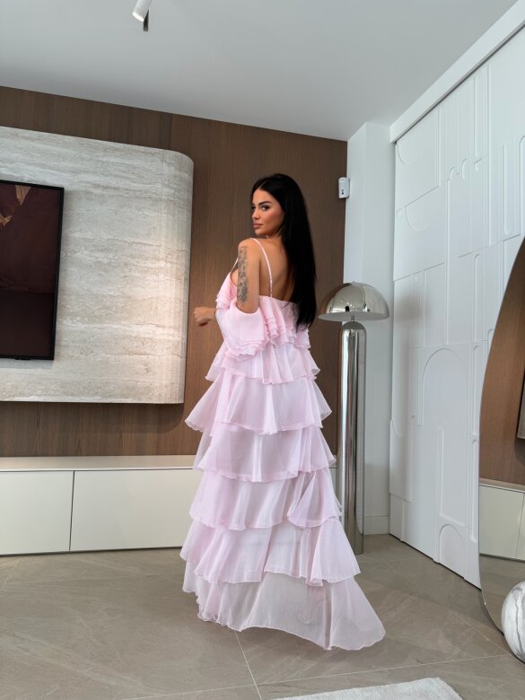 Sukienka Callana z jedwabiem pudrowa