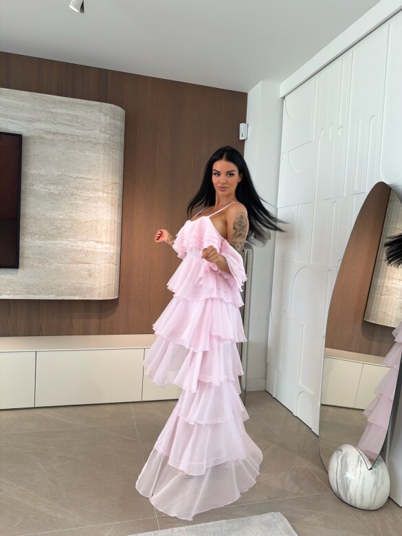 Sukienka Callana z jedwabiem pudrowa