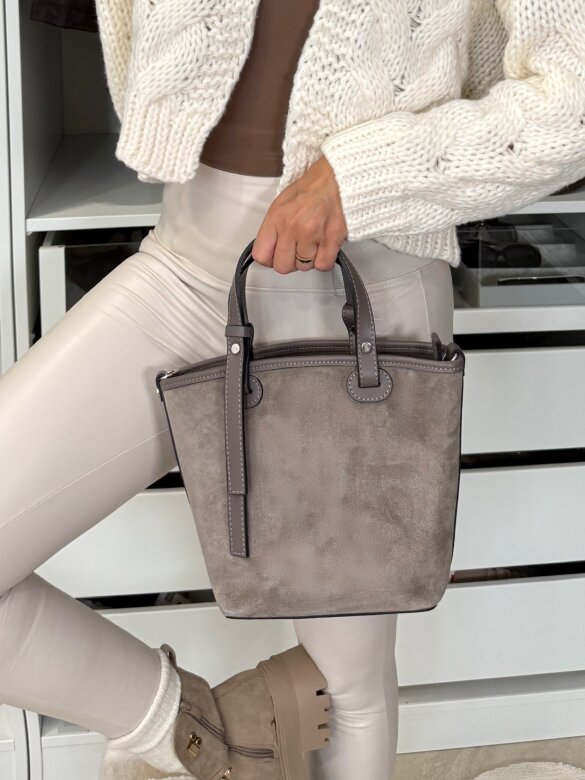 Bag Eleganza natural suede taupe