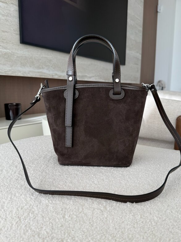 Bag Eleganza natural suede chocolate