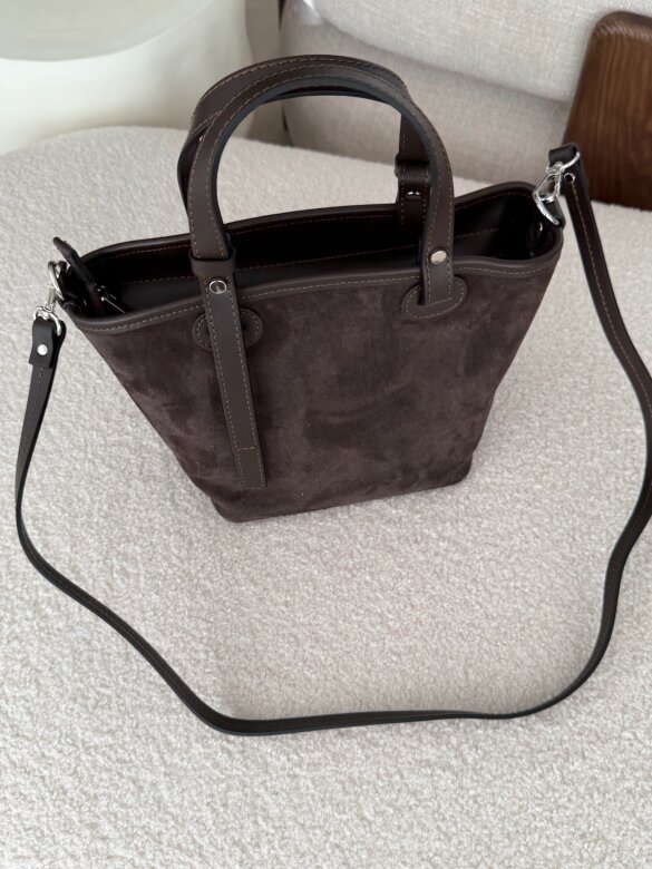 Bag Eleganza natural suede chocolate