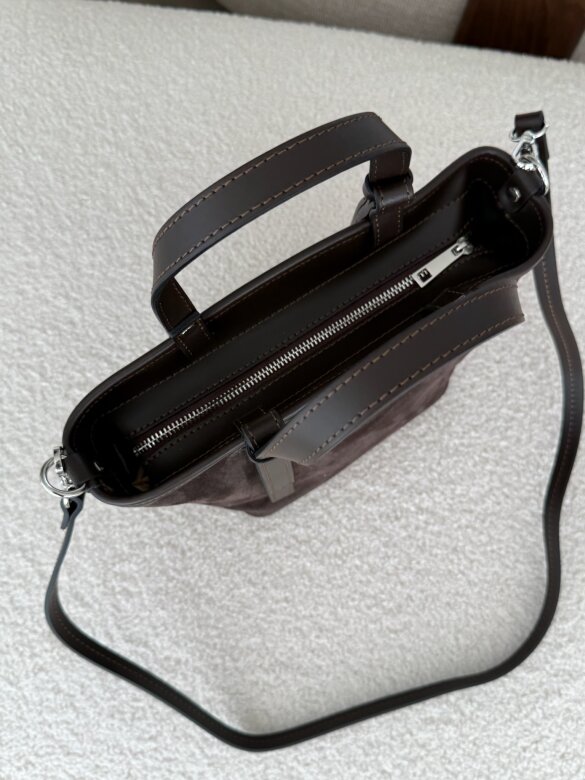 Bag Eleganza natural suede chocolate