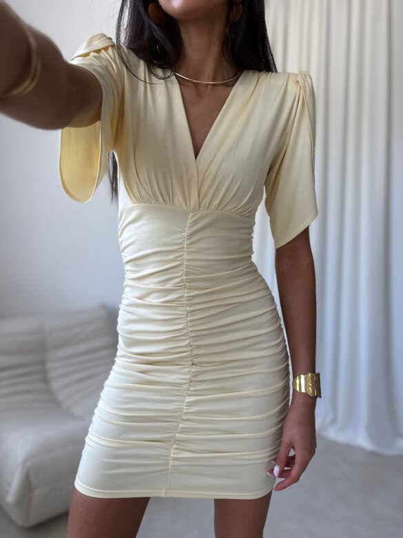 Dress Ricca with viscose mini butter yellow