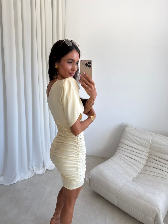 Dress Ricca with viscose mini butter yellow