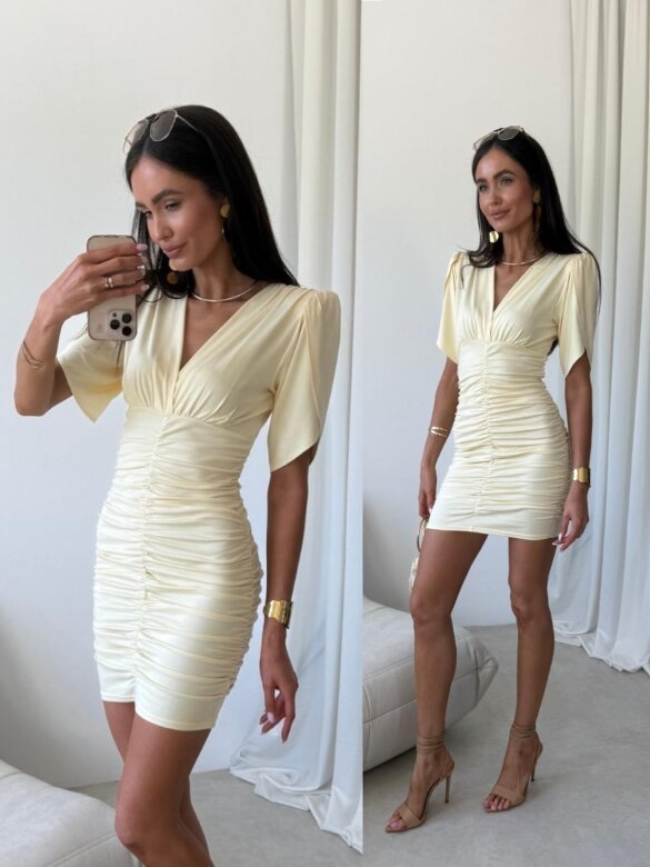 Dress Ricca with viscose mini butter yellow