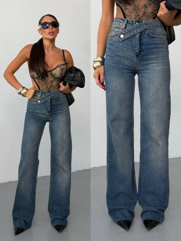 Spodnie Clifton jeans niebiesko-brązowe