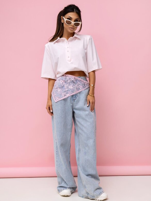 T-shirt Lossa with collar powder pink