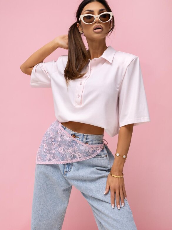 T-shirt Lossa with collar powder pink