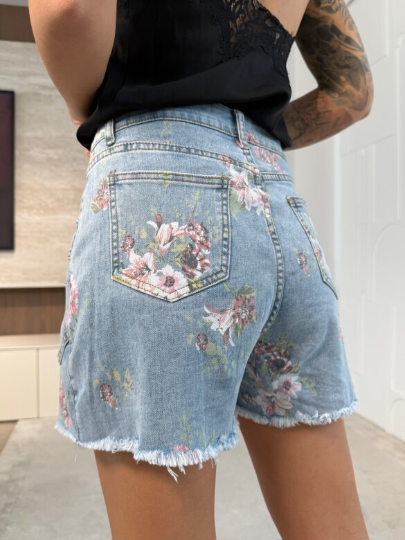 Spódniczko-szorty Alicce w kwiaty jasnoniebieskie