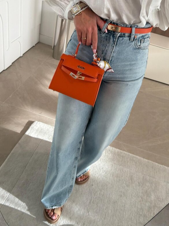 Pasek Velluto eko skóra pomarańczowy