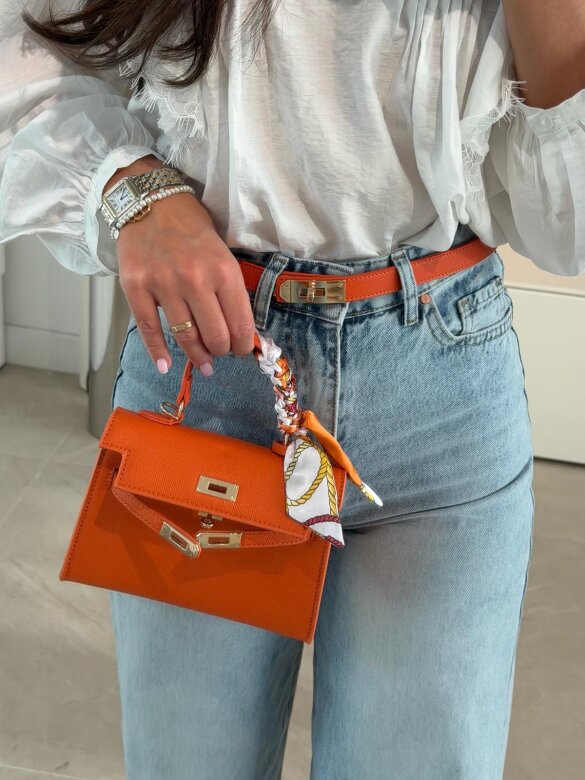 Pasek Velluto eko skóra pomarańczowy