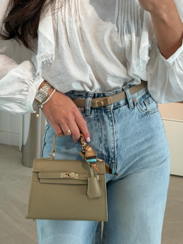 Pasek Velluto eko skóra latte 