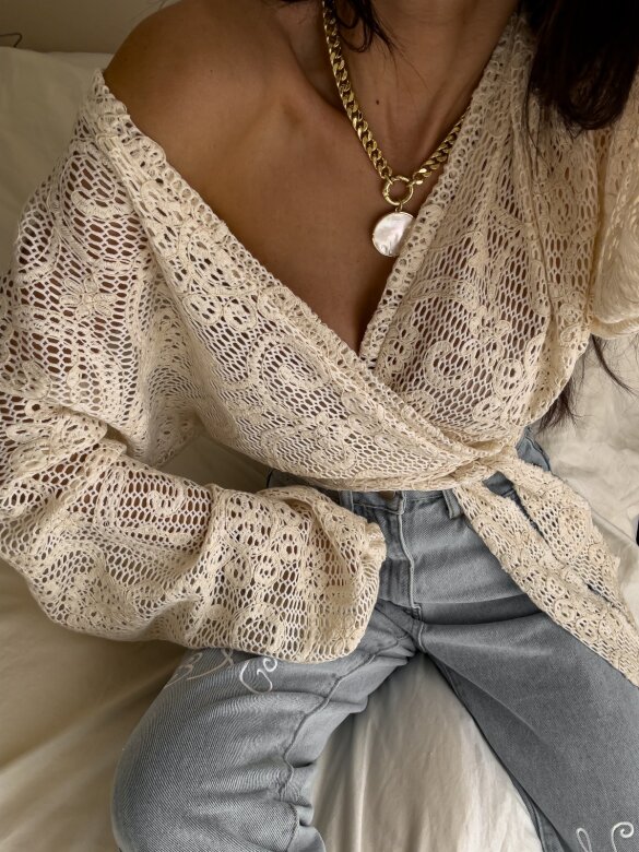 Sweter Marilyn koronkowy ecru 