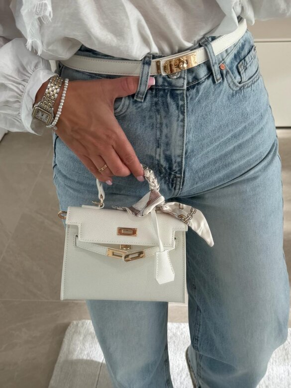 Pasek Velluto eko skóra biały 